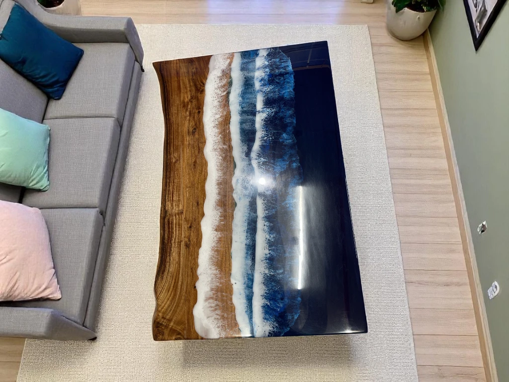 Hallway Sofa Center Live Edge Wood Epoxy Table